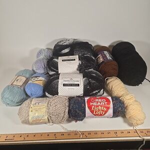Buttercream Luxe Craft Rainbow Boucle Yarn 3 Skeins + 8 Other Partial Skeins
